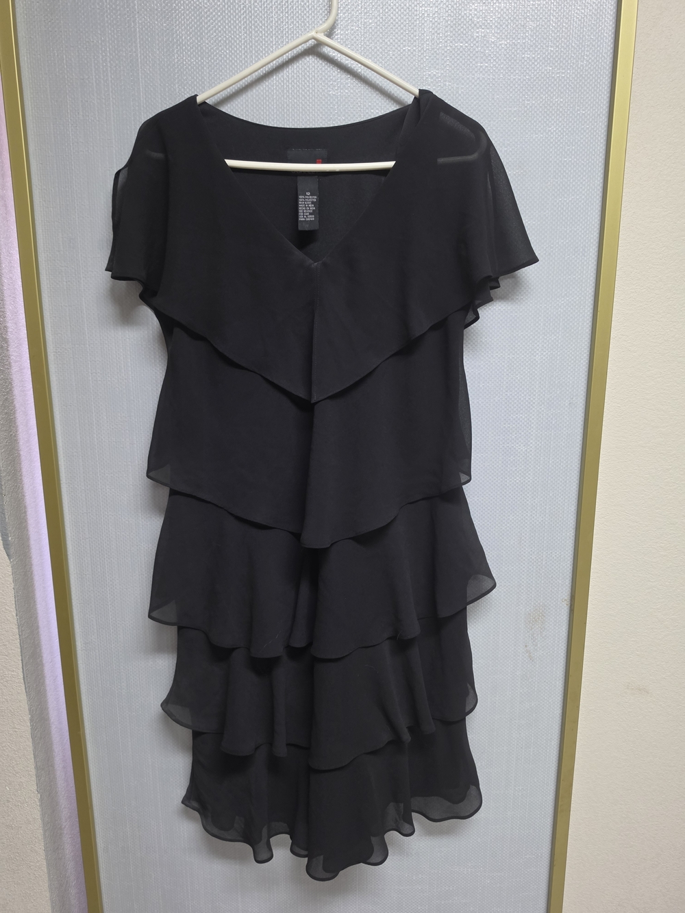 Scarlett Black Tiered Midi Dress with V-Neck
